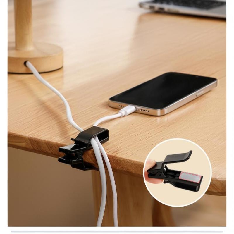 3Pcs Cable Management Clip Desk Edge Wire Holder No Drill Data Line Fixed Clamp For Desktop Home Car Cable Organizer