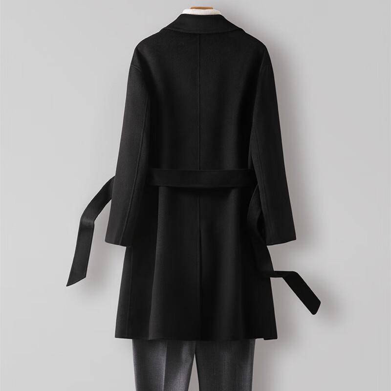 Men's 100% Wool Mid-Length Belted Overcoat