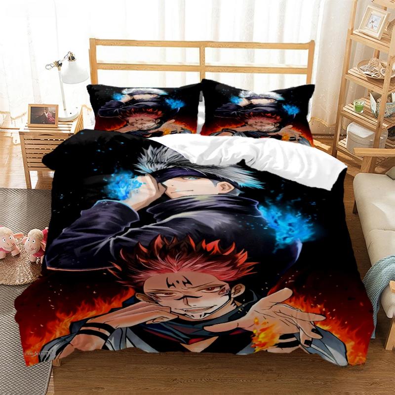 Jujutsu Kaisen Bedding Set Quilt Cover Pillowcase Anime Figure Satoru Gojo Bed Bedroom Duvet Cover Decor Beddings Suit Kids Gift