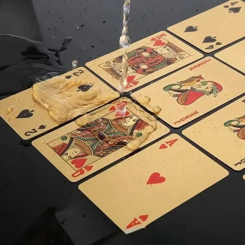 Folie de aur cărți de joc Joc de poker Magie din plastic pachet de cărți rezistent la apă Colectie de cadouri Partide Jocuri de noroc Joc de masă Suvenir apă