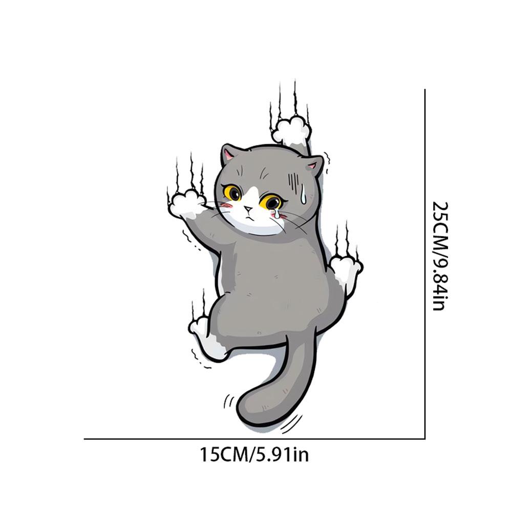

Gray Scratch Cat Funny Toilet Stickers Waterproof Toilet Cover Animal Bathroom Wall Sticker Decal Christmas Home Decoration