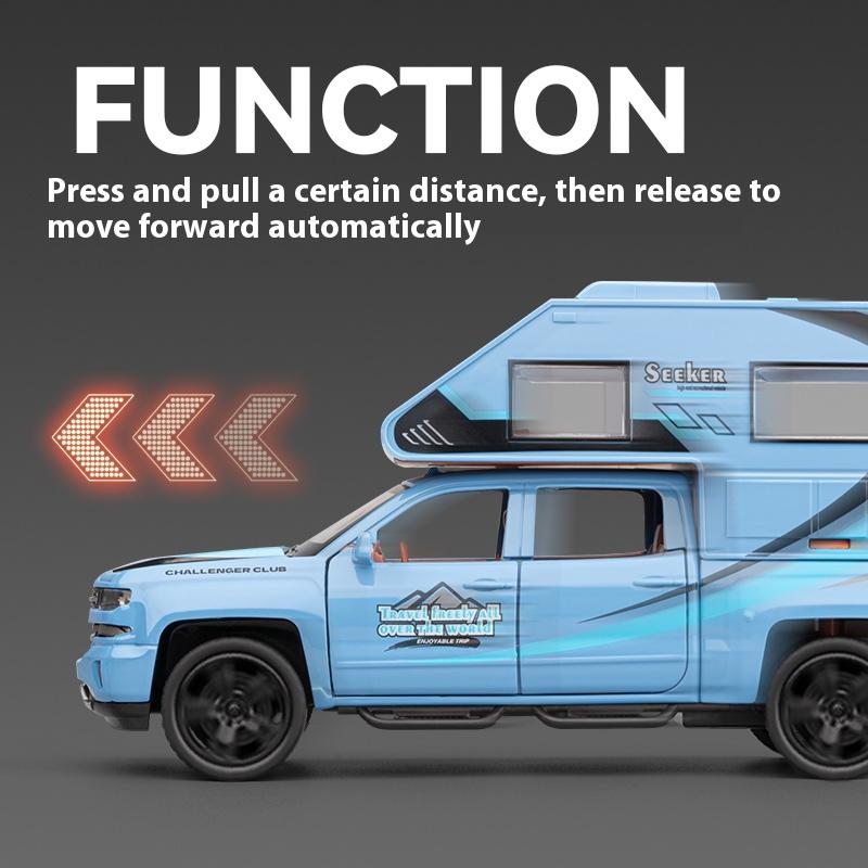 1/32 Chevrolet Off-road Camper Model Metal Die Cast Children's Toy Car Simulation Sound and Light Pull Back Boy Holiday Gift
