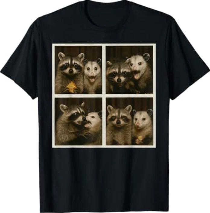 Funny Possum and Raccoon Photobooth Selfie Trash Feral T-Shirt XL