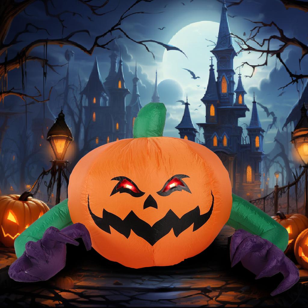 Inflatable Cute Pumpkin Ghost Blow Up Yard Outdoor Decoration Indoor Party Garden Lawn Decor Purple
