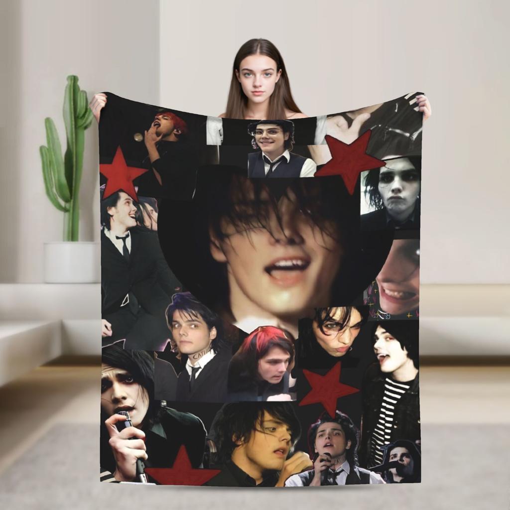 G-Gerard Way MCR  Blanket  Travel Flannel Throw Blanket For Couch Chair Sofa Bed Soft Custom Quality Bedspread Gift