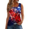 Square Collar Tank Top Women Print Tank Tee Casual Loose Fit Sleeveless Shirt