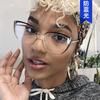 European and American ins cat eye metal glasses frame new anti-blue flat mirror paint glasses frame personality