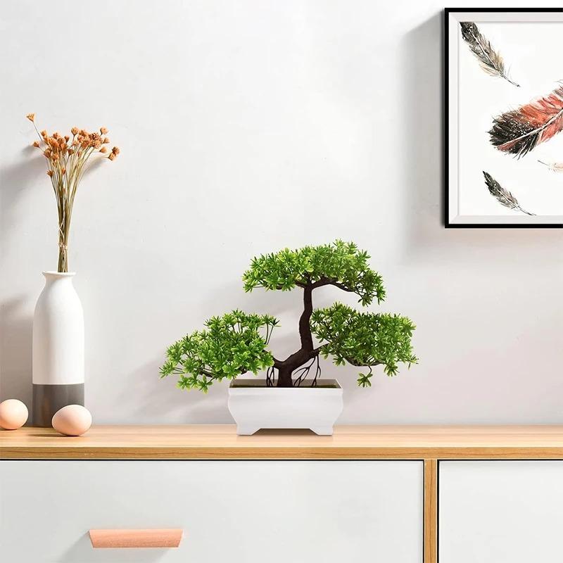 Artificial Bonsai Plastic Bionic Plant Indoor Small Simulation Plant Decoration Garden Desk Home Office Bathroom Room Decoration