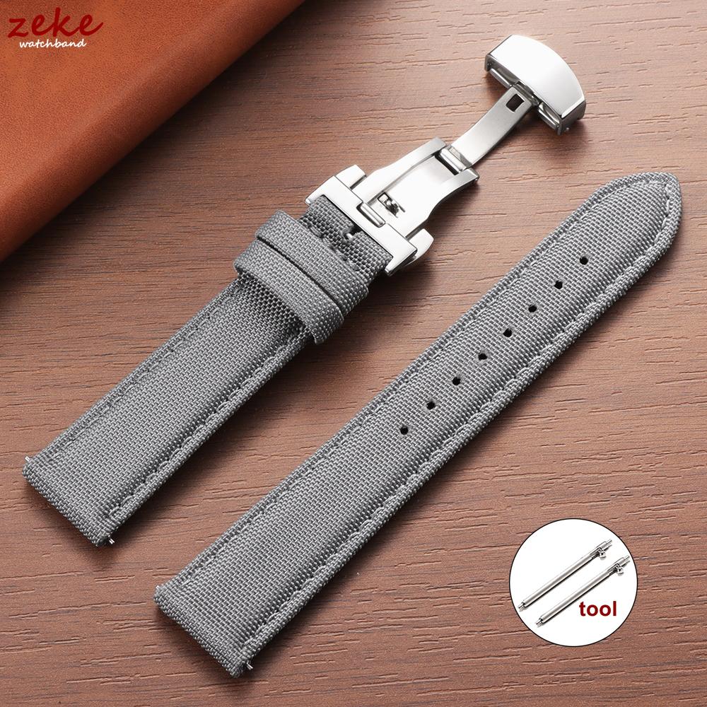 Quick Release Nylon Sailcloth Watch Strap 20mm 22mm Butterfly Buckle Band for Omega for Seiko Watchband Men's and Women's Belt