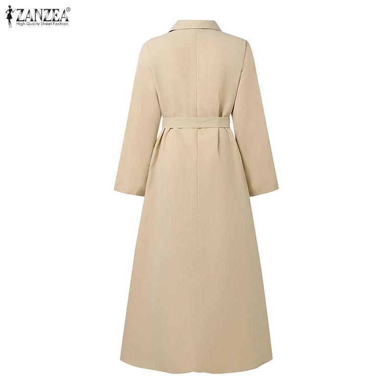 ZANZEA Women Turn Down Collar Loose Casual Long Sleeve Shirt Dress