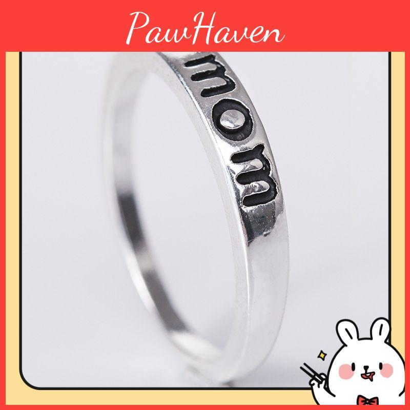 Simple Style Mom Mother Dad Ring Silver Plated Alloy Jewelry Wholesale Mother's Day Gift Accessories