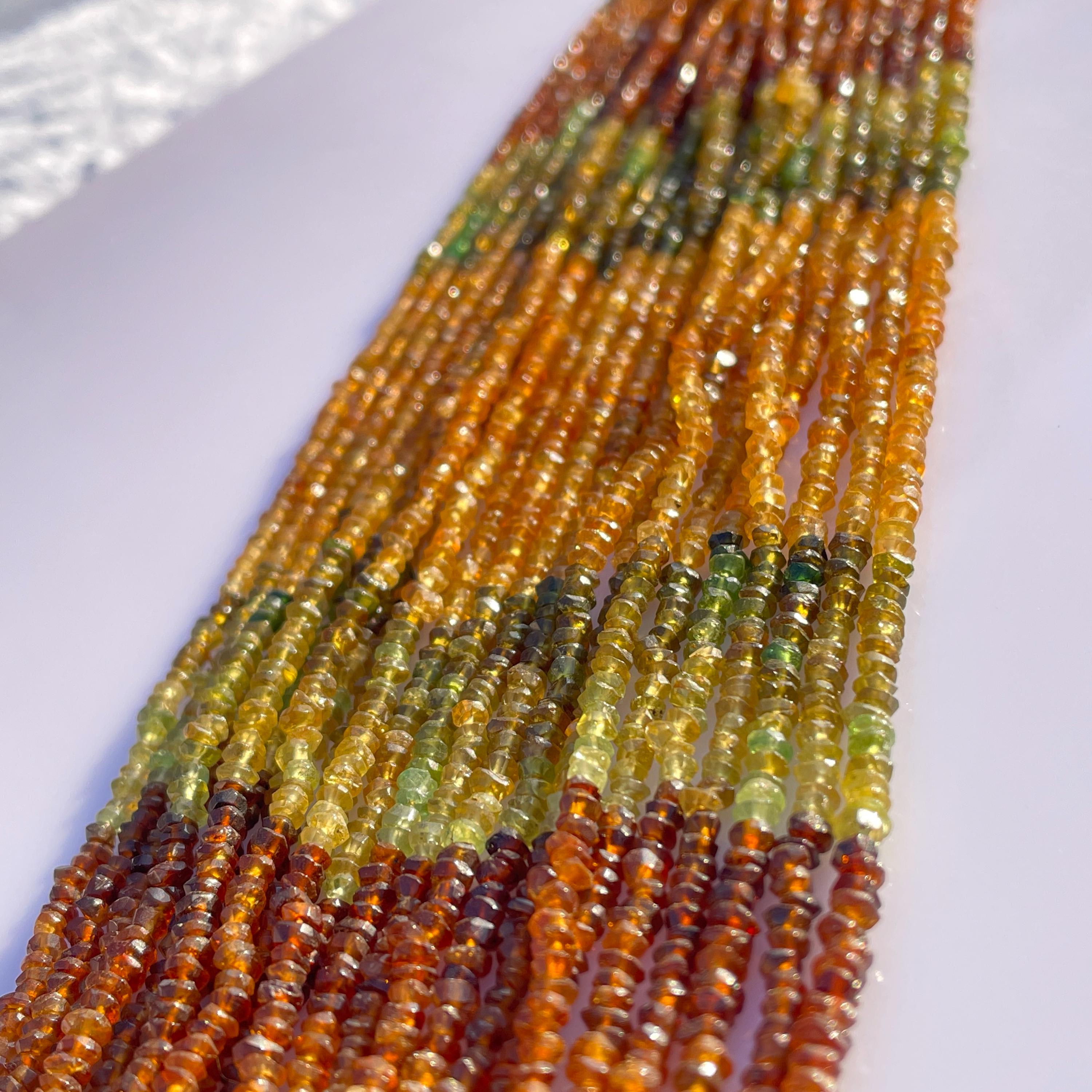 Petrol Tourmaline Beads String - Natural Faceted Gemstone Supplies 6 Inch