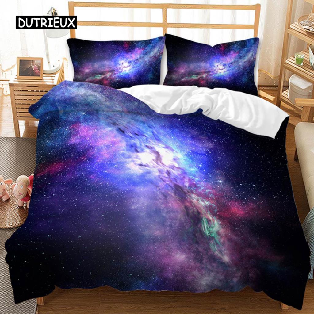 Univers Bettbezug Galaxie Planet Bettdeckenbezug Universum Weltraum Steppdeckenbezug 3D Sternenhimmel Serie Polyester Bettwäscheset