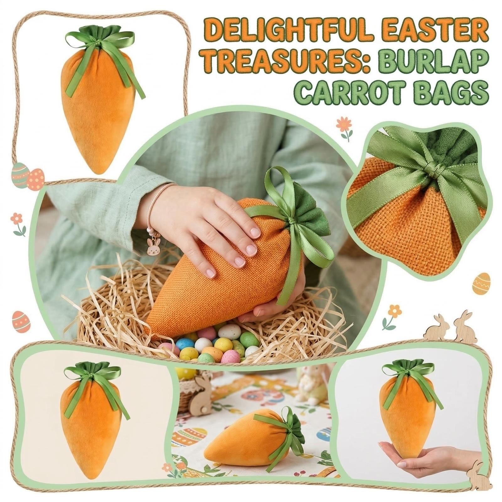 

Easter Linen Carrot Candy Bag - Rustic Fabric Candy Bag, Stuffable, Handmade Gift Bag, Perfect For Spring And Holiday Decorations. One Size