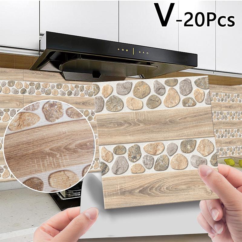 20db 10*10cm fali matrica tapéta PVC öntapadós fa erezetű kerámia csempe Lakásdekoráció