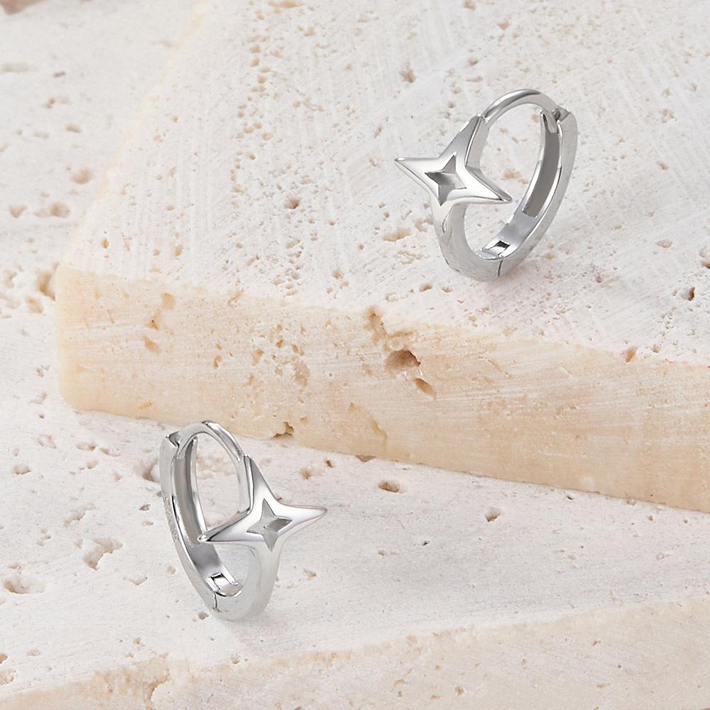 S925 Sterling Silver Versatile Round Star Stud Earrings for Women