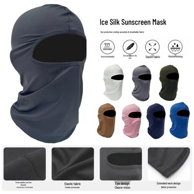 Ice Silk Full Face Cycling Mask: Sun Protection, Windproof, Dustproof, Breathable Helmet Cover for Outdoor Sports