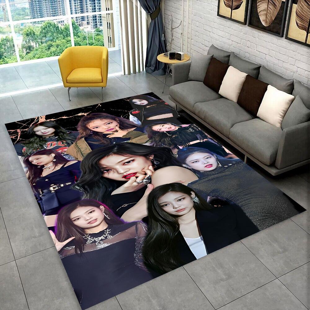 Kpop Girls 3D B-black and Pink-k HD Rug Carpet for Living Room Bedroom Home Decor,Floor Mat Non-slip Decoration for Sofa Doormat