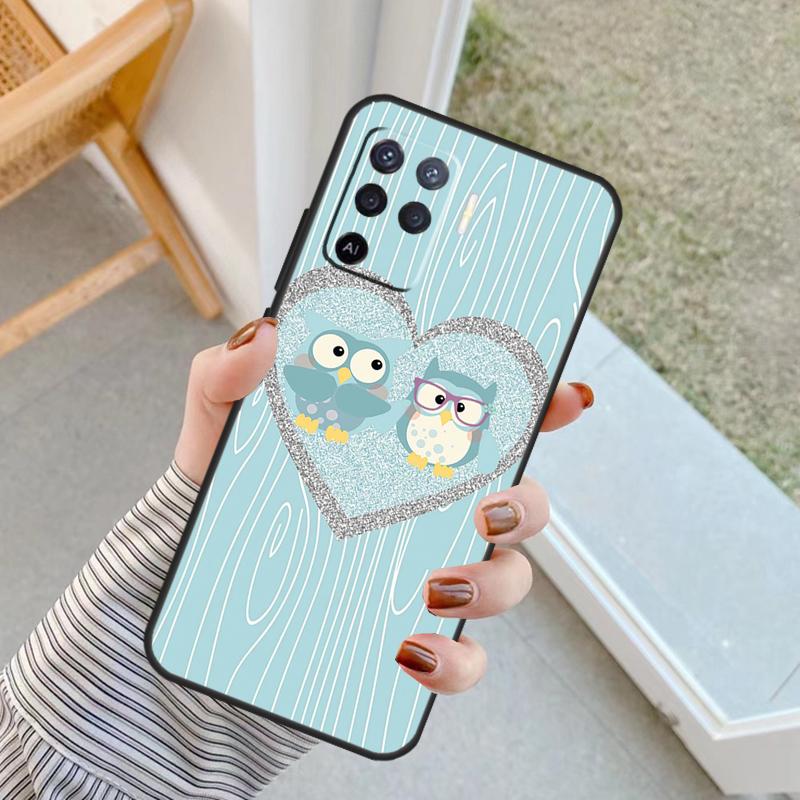 Cute Cartoon Owl Case For Oppo A60 A80 A40 A17 A57 A77 A74 A54 A94 A78 A98 A18 A38 A58 A96 A76 A16 A15 A5 Pro
