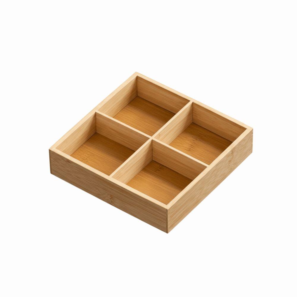 Reusable Multi-Grid Bamboo Tray Wooden Divided Plate Combination Serving Plate Fruit