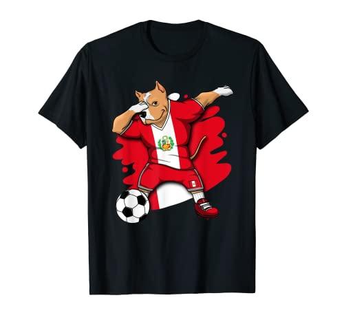 Dabbing Pitbull Peru Soccer Fan Jersey Peruvian Football T-Shirt