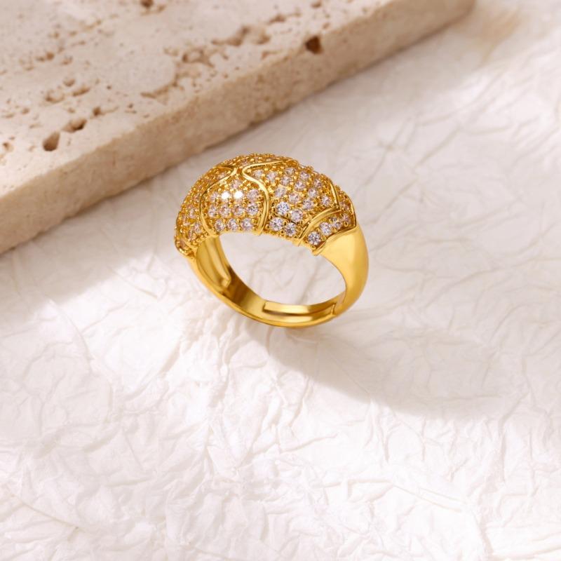 Hot Sale Full Diamond Ring Fashion Temperament Opening Light Luxury Zircon Group Inlaid Luxury Diamond Ring Supply