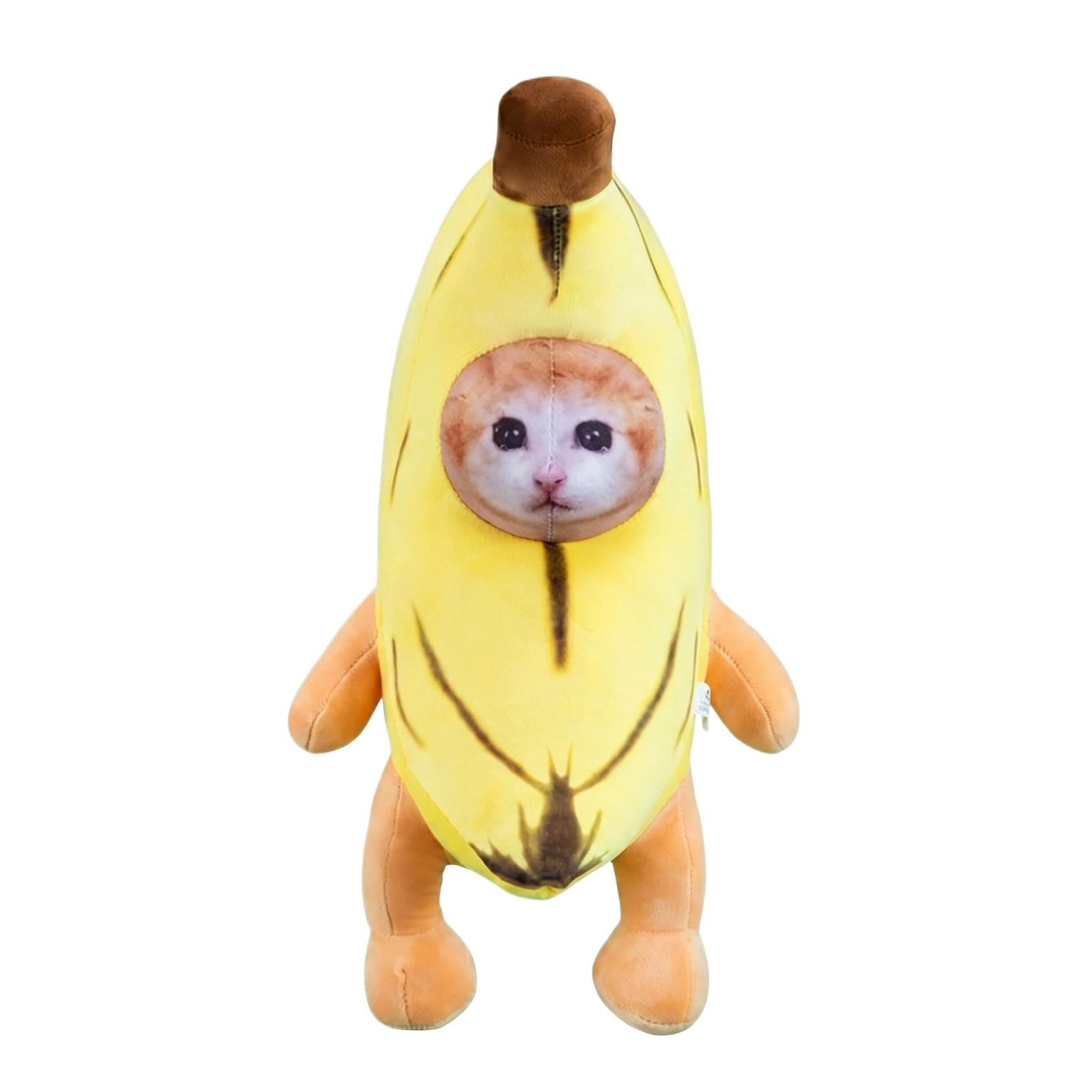 

Plush Stuffed Animal Toy Soft Stuffed Doll Banana Shape Design with Animal Face and Limbs for Kids and Collectors One Size