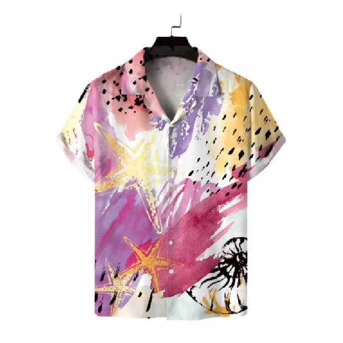 2026 Men's Shell Short Sleeve Shirt, Loose and Comfortable Hawaiian Vacation Top Shirt