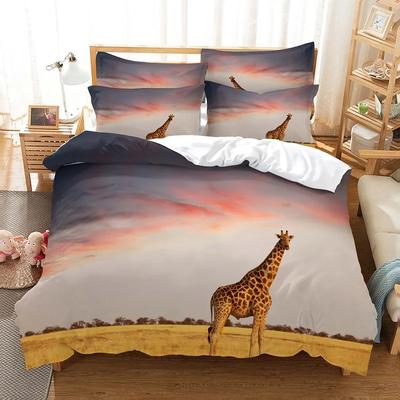 3d Girafe Der Bedclothes Coton Beding Set Adult Peoples Soft Duvet Cover Sets Twin Ful Quen King Bedrom Quilt Cover House De Couete