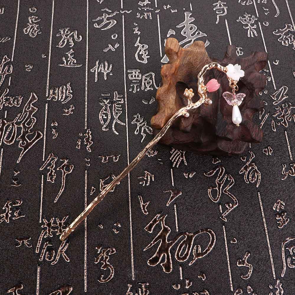 Bridal Pearl Flower Pendent Women Hair Sticks Chinese Hair Fork Korean Hanfu Hairpins Hair Clip