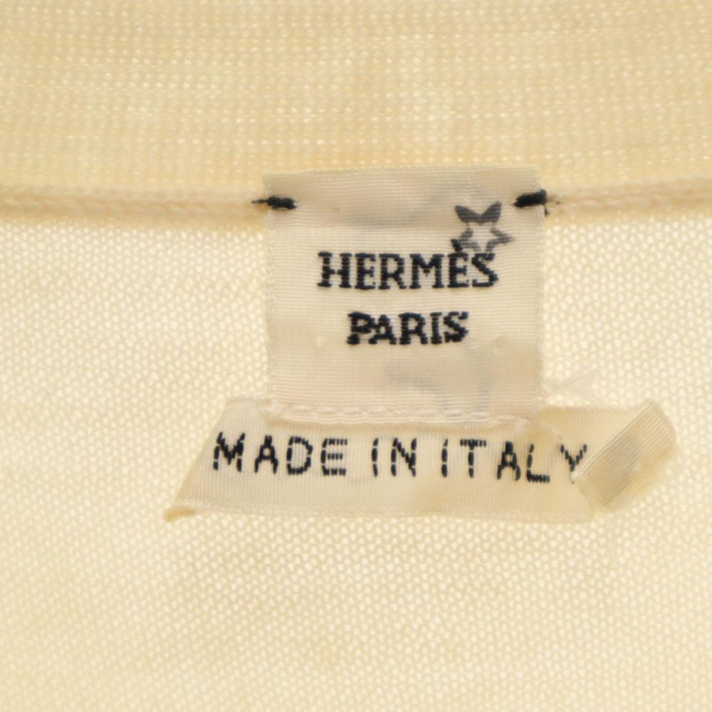 HERMES Italian cashmere Long sleeve Belly wrap ribbed V-neck sweater 38 Women Used