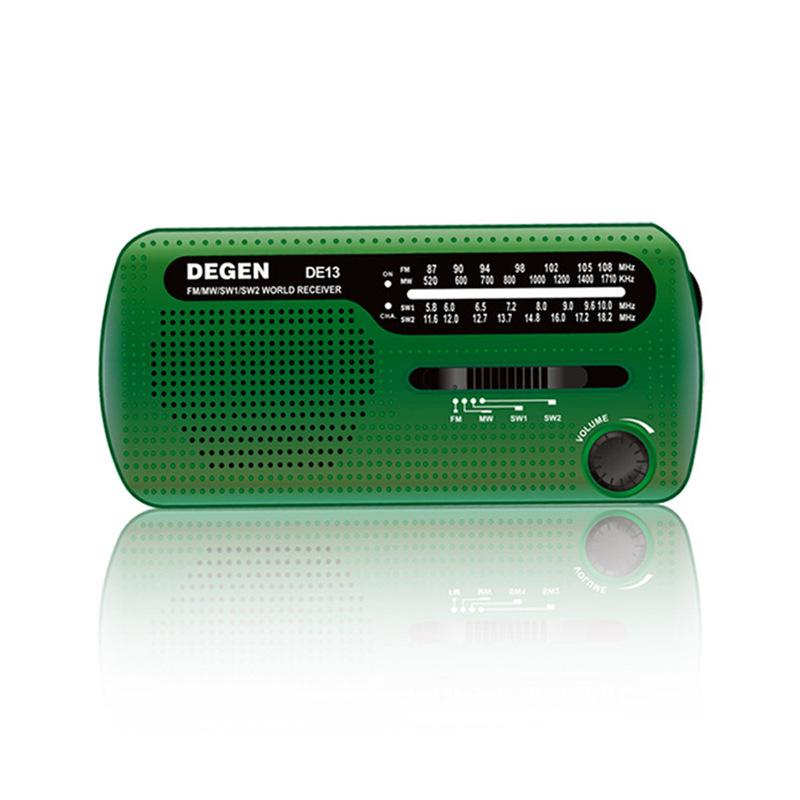 

DEGEN DE13 Multi-Band Emergency Hand-Crank Radio with Solar Charging for Seniors Standard