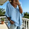 TIFICY Women's Fashion Casual Summer Spring Solid Color Print 1/2 Sleeves V-Neck Blouses & Shirts