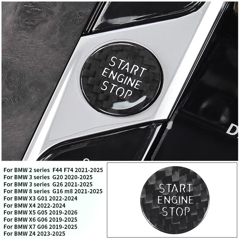 

For BMW 3 Series X5 X6 G20 G05 G06 G07 G14 G29 F40 F44 Start Stop Button Replacement Ignition Switch Interior Car Accessories углеродного волокна черного