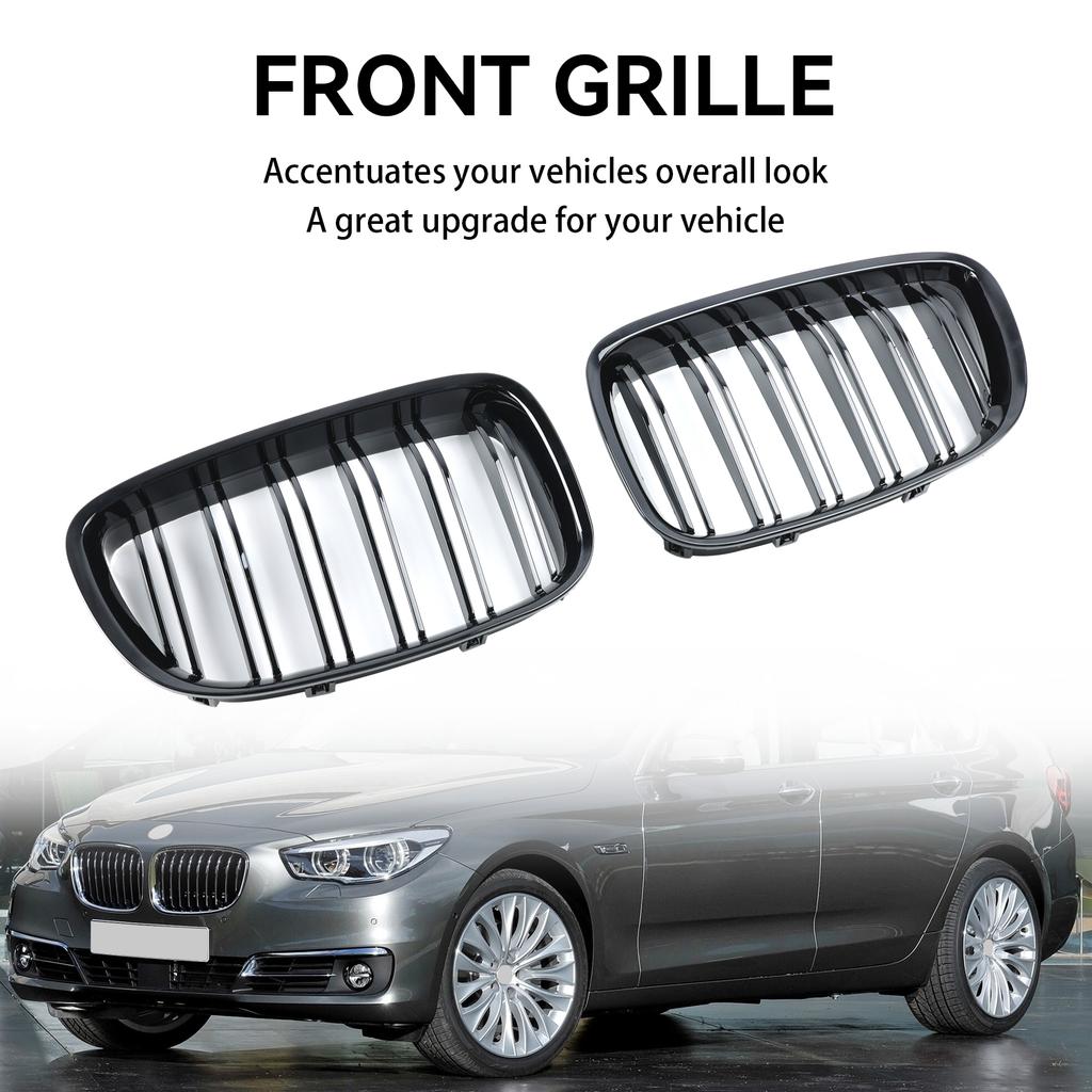 Gloss Black Front Kidney Grille Grill Fit BMW 5 Series GT F07 2009-2017