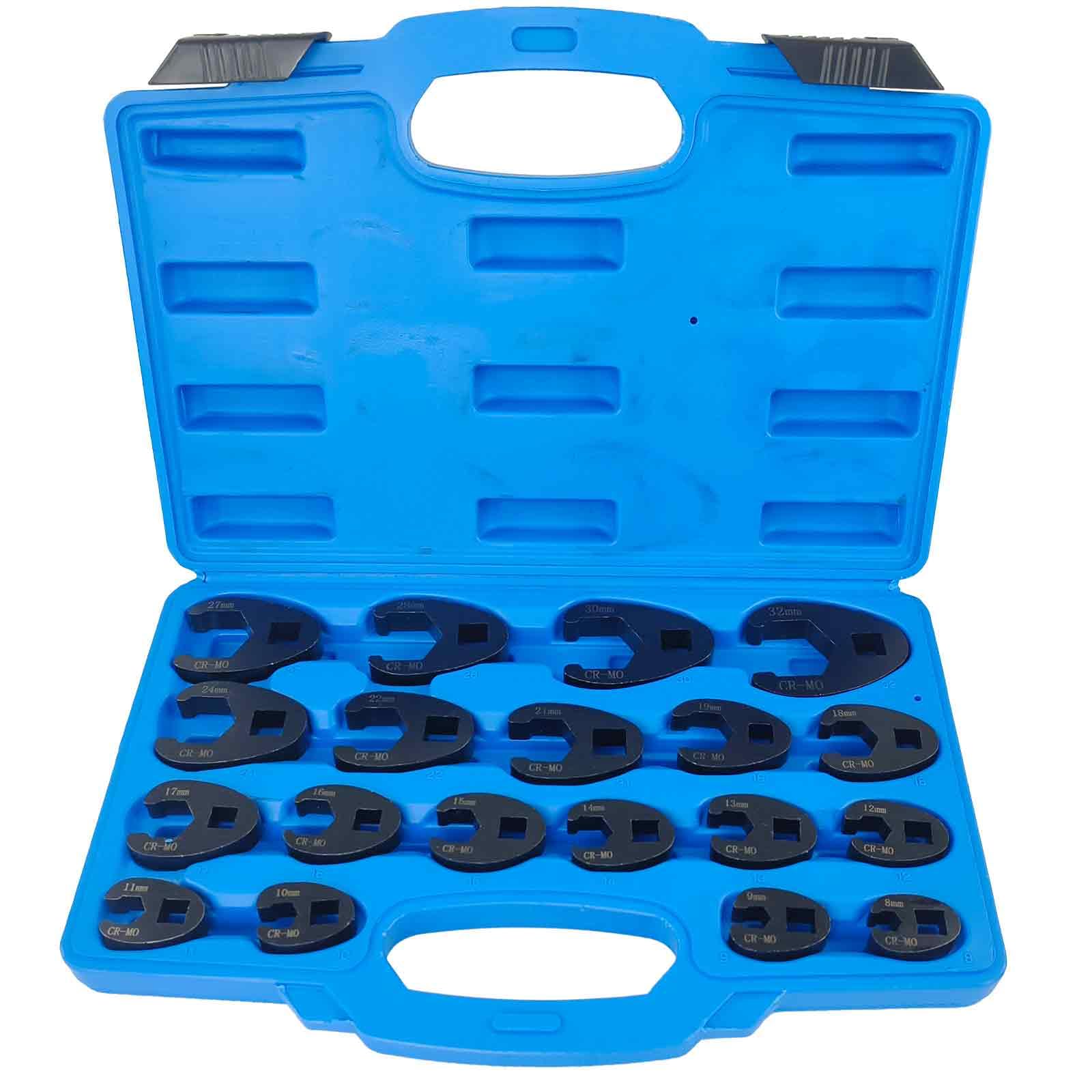 

AeKeatDa Open Crowfoot Wrench Flare Nut Socket Wrench and Crowfoot Flare Nut Wrench Metric Sizes 19-Piece Set, Kit, 3/8 1/2 Set, 8-32mm