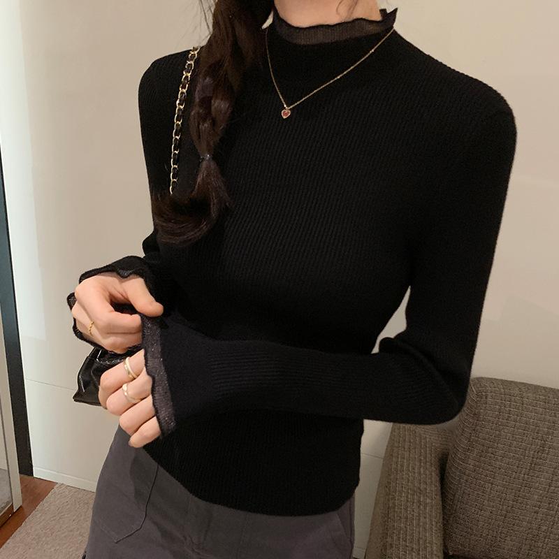 

Сетчатый свитер с длинными рукавами и принтом «грибок» для женщин, новый однотонный свитер с внутренней основой из сетчатого материала L