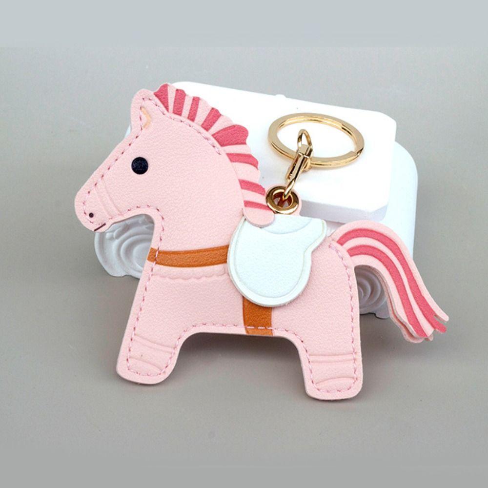 Leather Horse Keychain Access Control Card Holder Chinese New Year Gift Horse Pendant  Home Decor