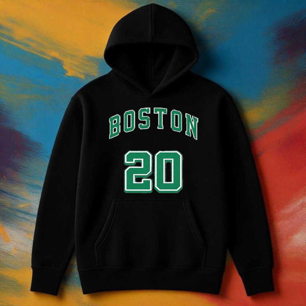 Lässiger Boston No20 Bedruckter Warmer Hoodie für Männer und Frauen Streetwear Herbst/Winter Bequemer Hoodie, Farbverblassungsbeständig, Alltagskleidung
