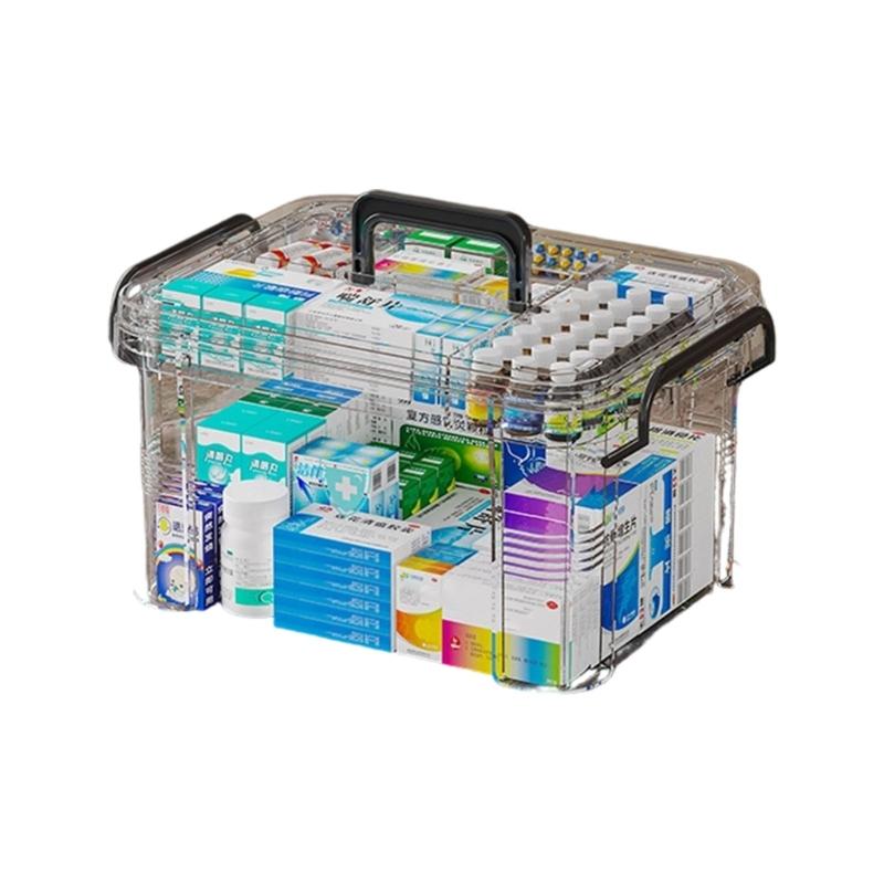 Large Capacity Organizers Multilayer Designs Clear Lid Household Medicines Storage Box Portable And Sturdy