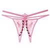 Want To Tie Julie * Embroidered Lace Open Panties Women's Erotic Beads Transparent Seduction Low Waist Free Thong