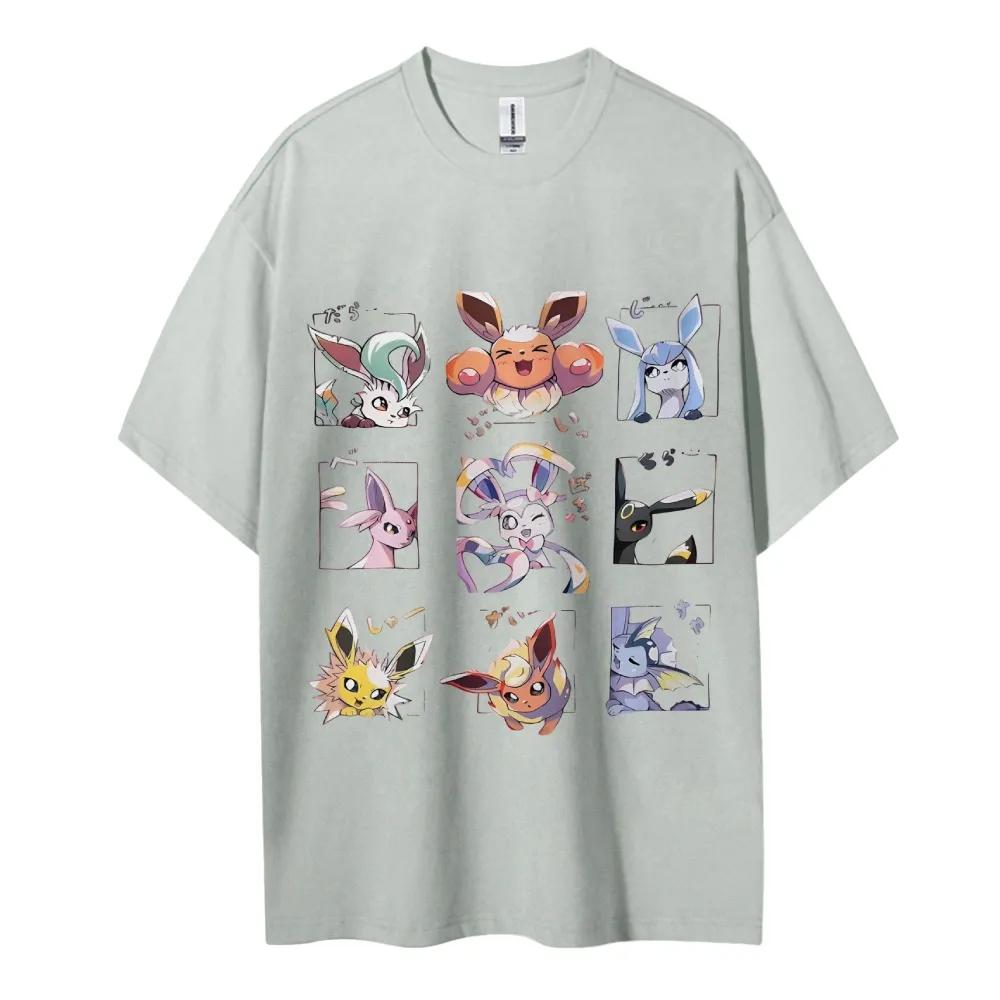 New Pokemon Pikachu Printed Shortsleeved Tshirts for Men Women Adults and Children Pure Cotton Roundneck Loose Top