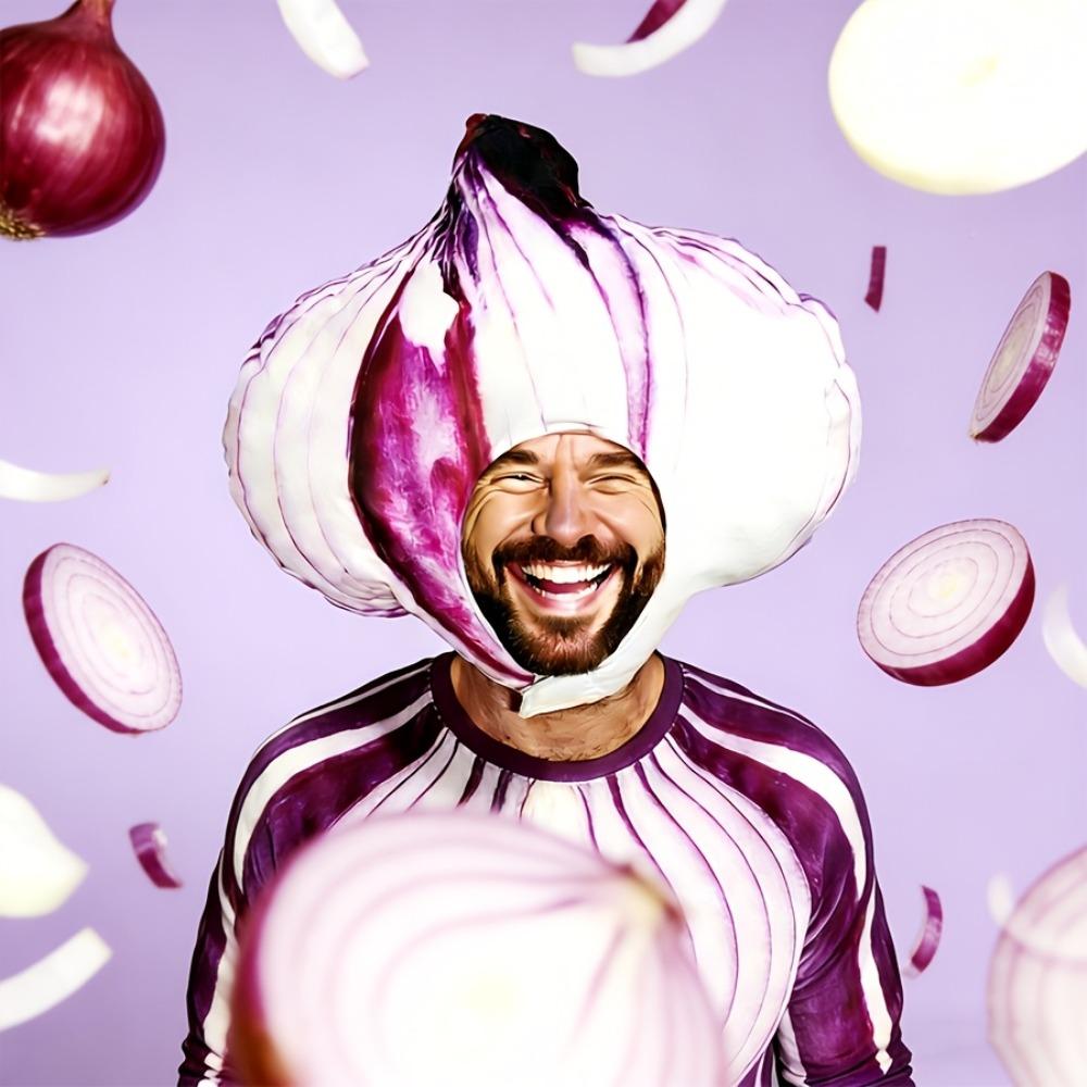Soft Onion Headpiece Costume Hat Funny Fun Party Headwear Cartoon Plush Hat for Men Women Kids