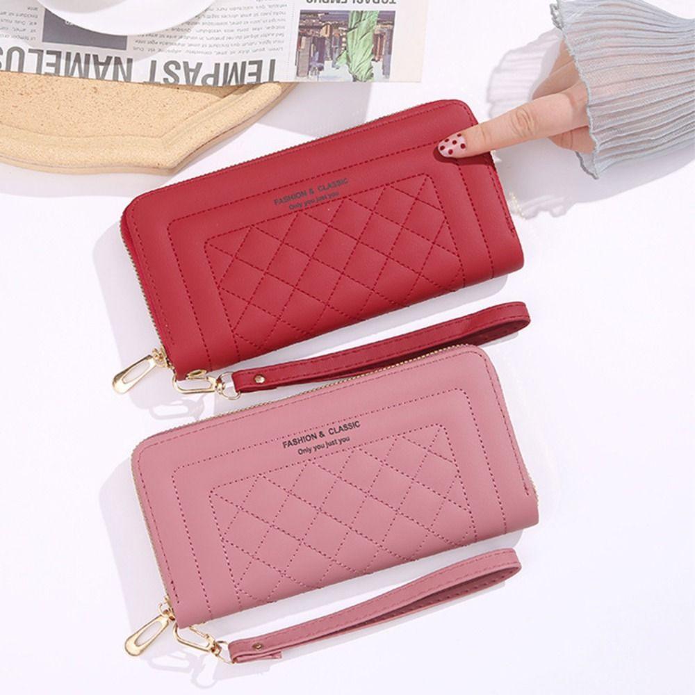 Fashion PU Leather Women Wallet Long Large Capacity Card Holder Simple Double Zipper Coin Purse Women Girls