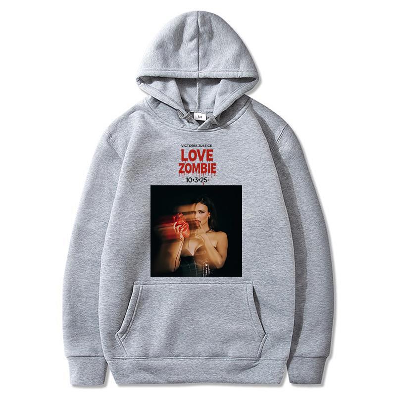 Victoria Justice Love Zombie Graphic Hoodies Man Fashion Casual Long Sleeve Sweatshirts Unisex High Street Y2K Hoody Pullovers