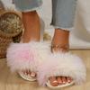 Fashion Winter Fashion Fluffy Bedroom Slippers Women Soft Plush Warm Comfy House Slippers Woman Indoor Non Slip Open Toe Faux Fur Slides