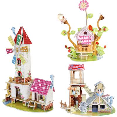 Children 3d Puzzle Toy Delicate Paper Jigsaw Puzzle Educational Diy Building Hut For Sensory