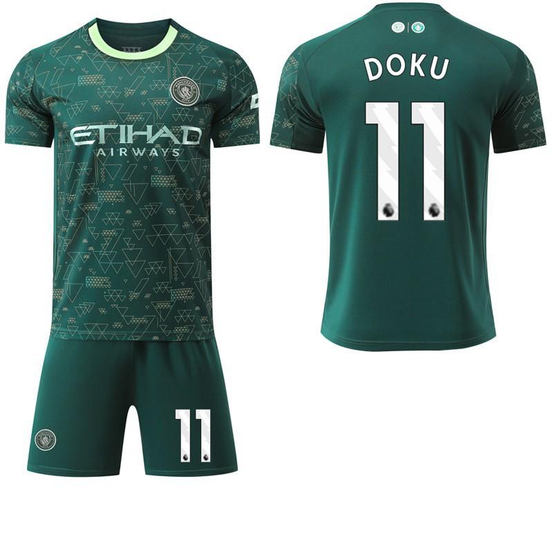 2025-26 Manchester City Tři Venkovní Zelená 47 Fudendoku Fotbalový Dres Trávový Dres Ne. 9 Harland Set