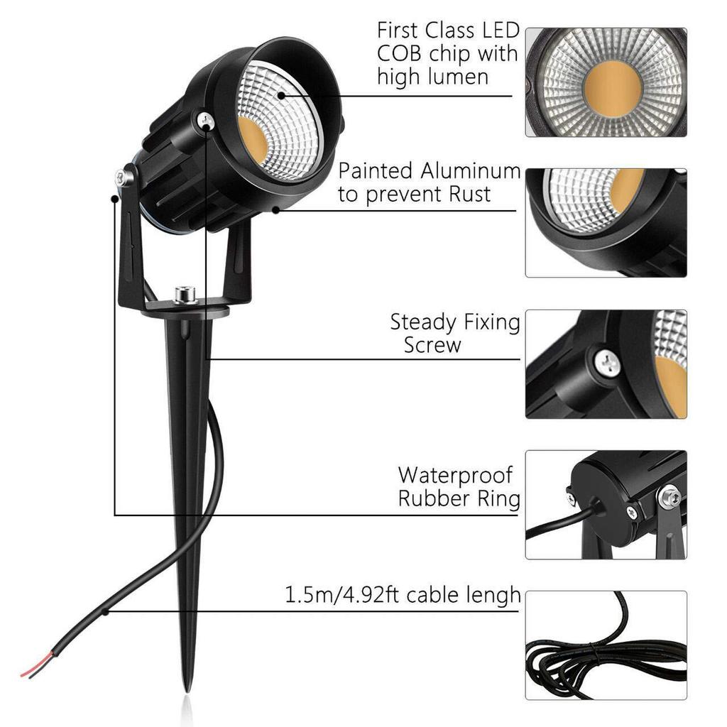 LED Tree Spotlight: 5W/7W, 85-265V AC, IP65 Waterproof, Lawn Ground Plug Light for Garden and Landscape.
