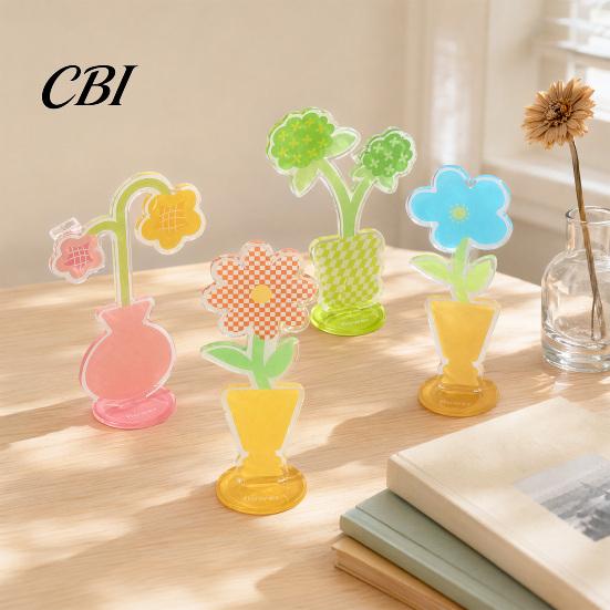 Transparent Card Holder Acrylic Desk Memo Holder, Flower Shaped Photo Display Clip Stand, Home Durable Office Table Number for Cards Paper Note